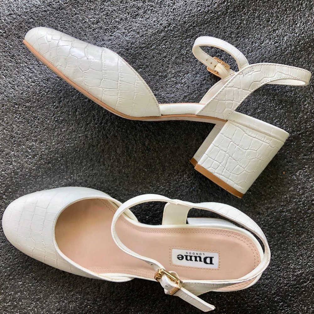 Dune London, White-Reptile Open Back Mid Block